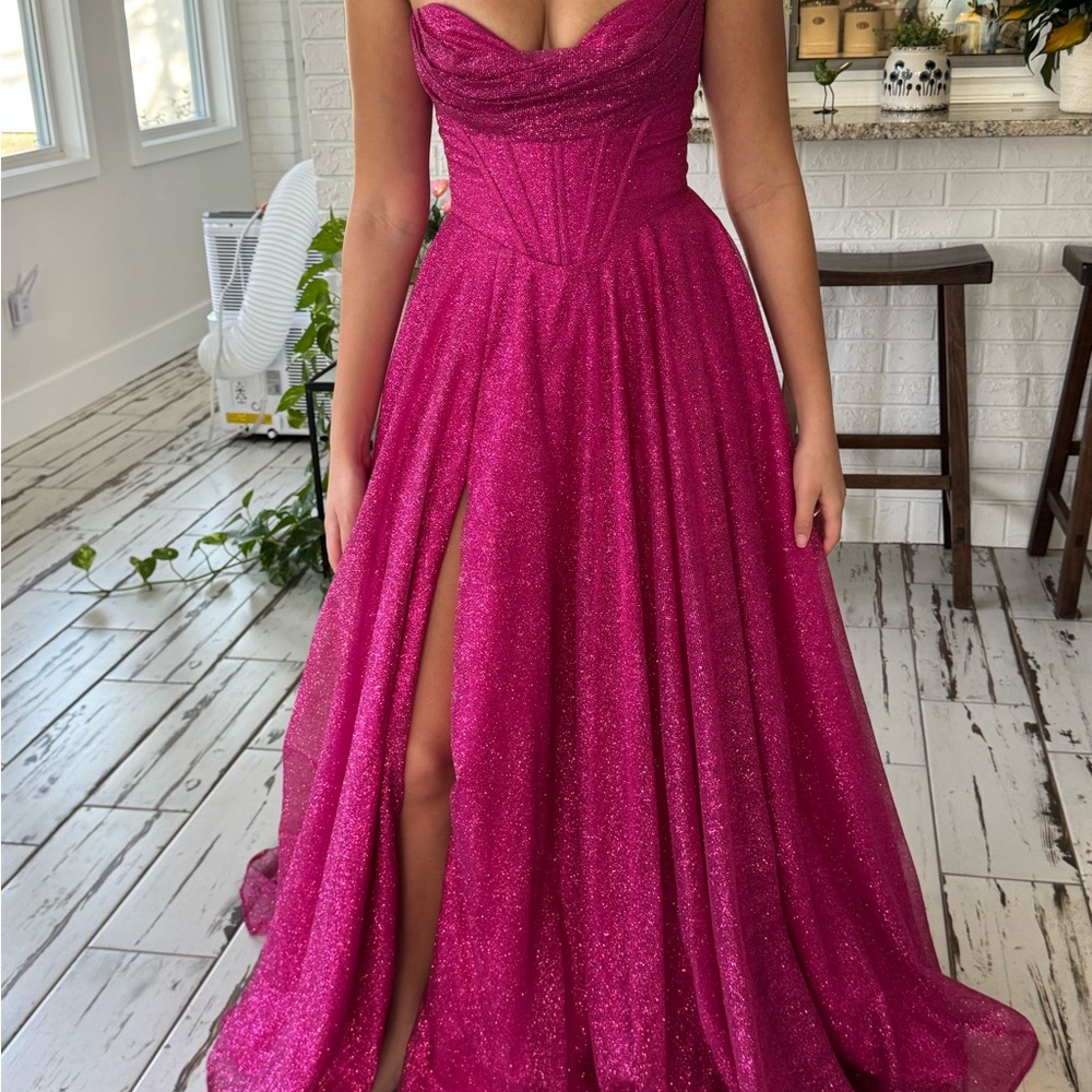 Stunning Fuchsia Prom Dress with Slit